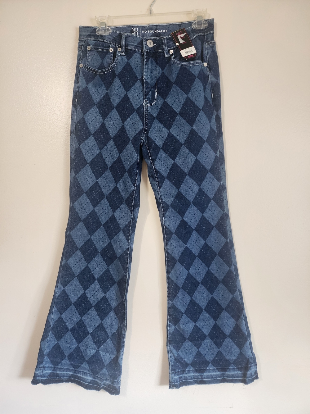 No Boundaries Blue Argyle Bootcut Jeans